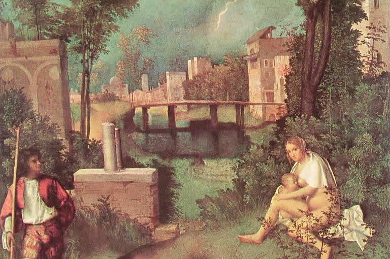 Giorgione: La tempesta, cm. 82 x 73, Gallerie dell'Accademia, Venezia.